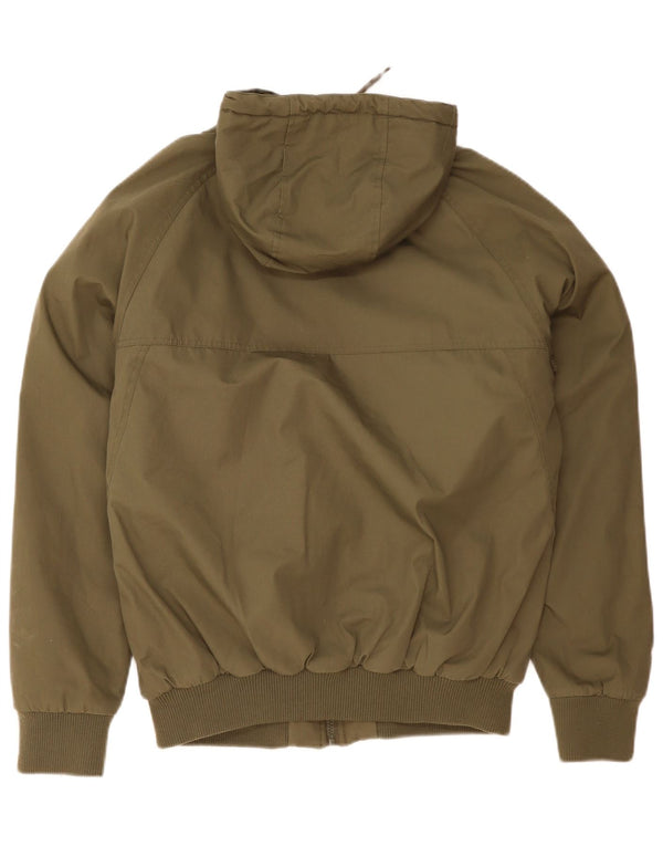 Volcom Mens Hooded Bomber Jacket UK 38 Medium Khaki Polyester