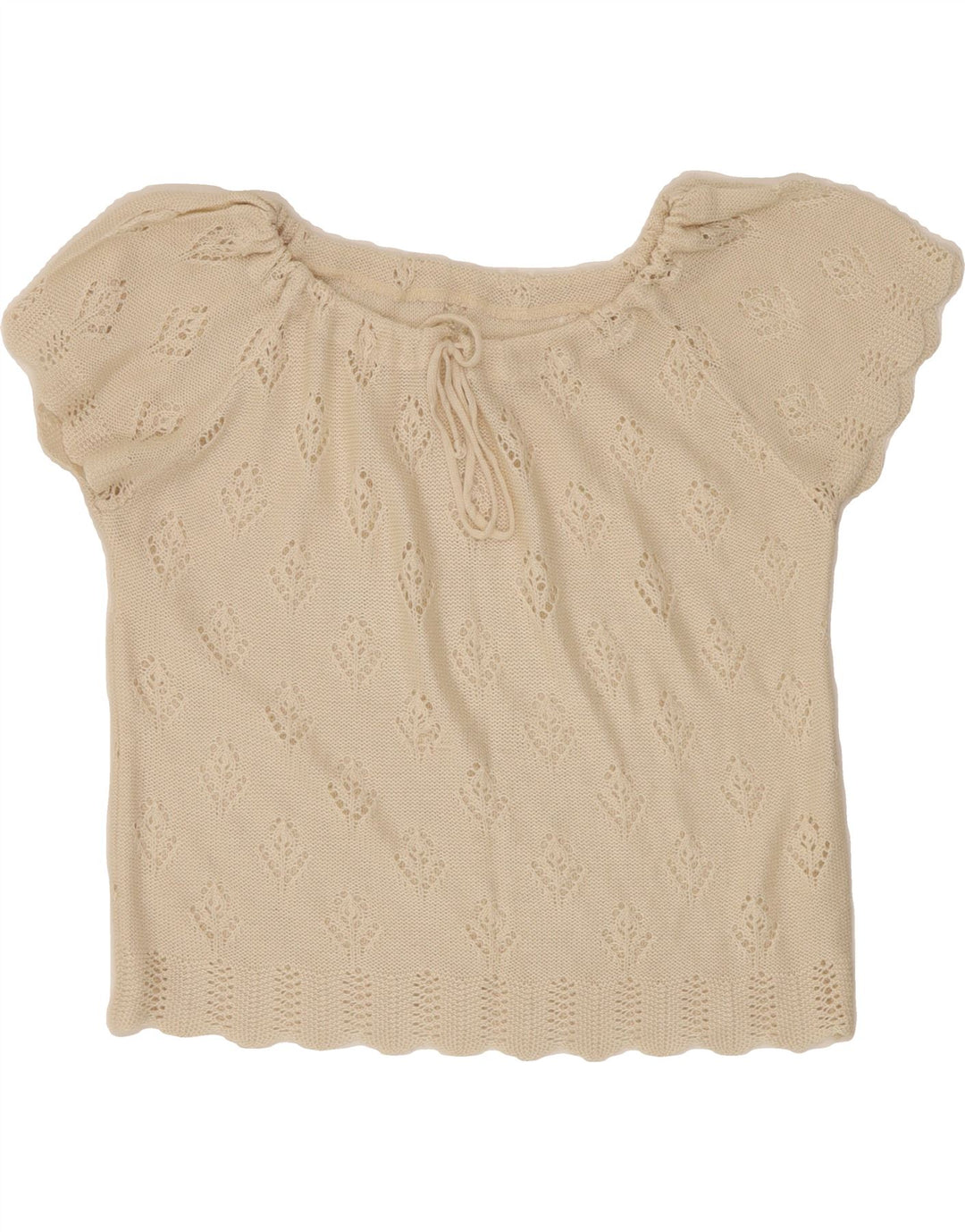 VINTAGE Womens Knit Blouse Top UK 14 Medium Off White Acrylic Vintage Vintage and Second-Hand Vintage from Messina Hembry 
