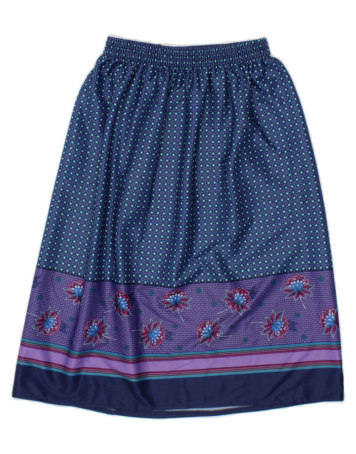 VINTAGE Womens A-Line Skirt W28 Medium  Navy Blue Floral Vintage Vintage and Second-Hand Vintage from Messina Hembry 