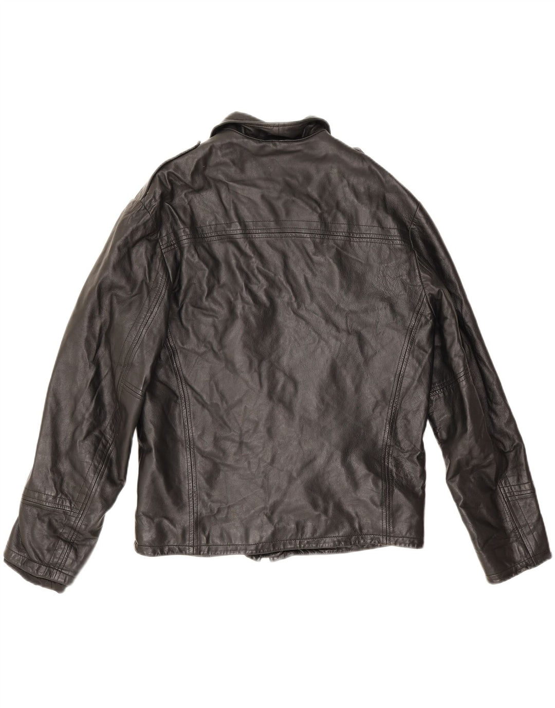 Conbipel Mens Military Leather Jacket IT 48 Medium Black Leather