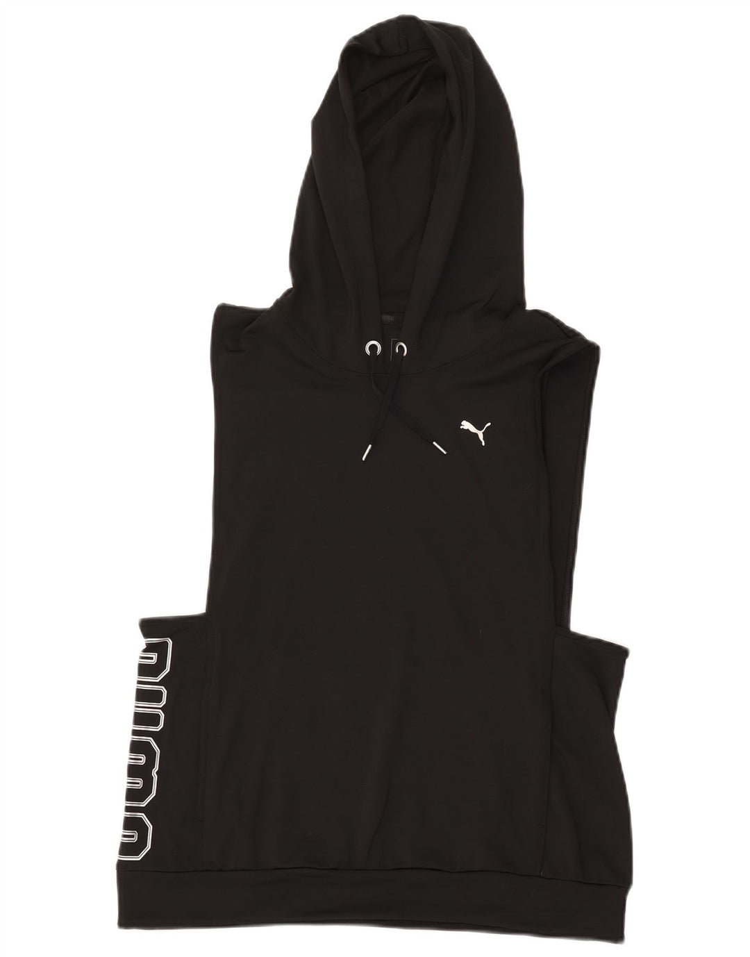 PUMA Womens Graphic Sleeveless Hoodie Jumper UK 12 Medium Black Polyester