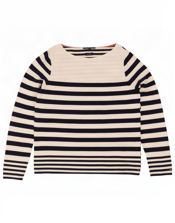 Tommy Hilfiger Womens Boat Neck Jumper Sweater UK 10 Small White Nautical