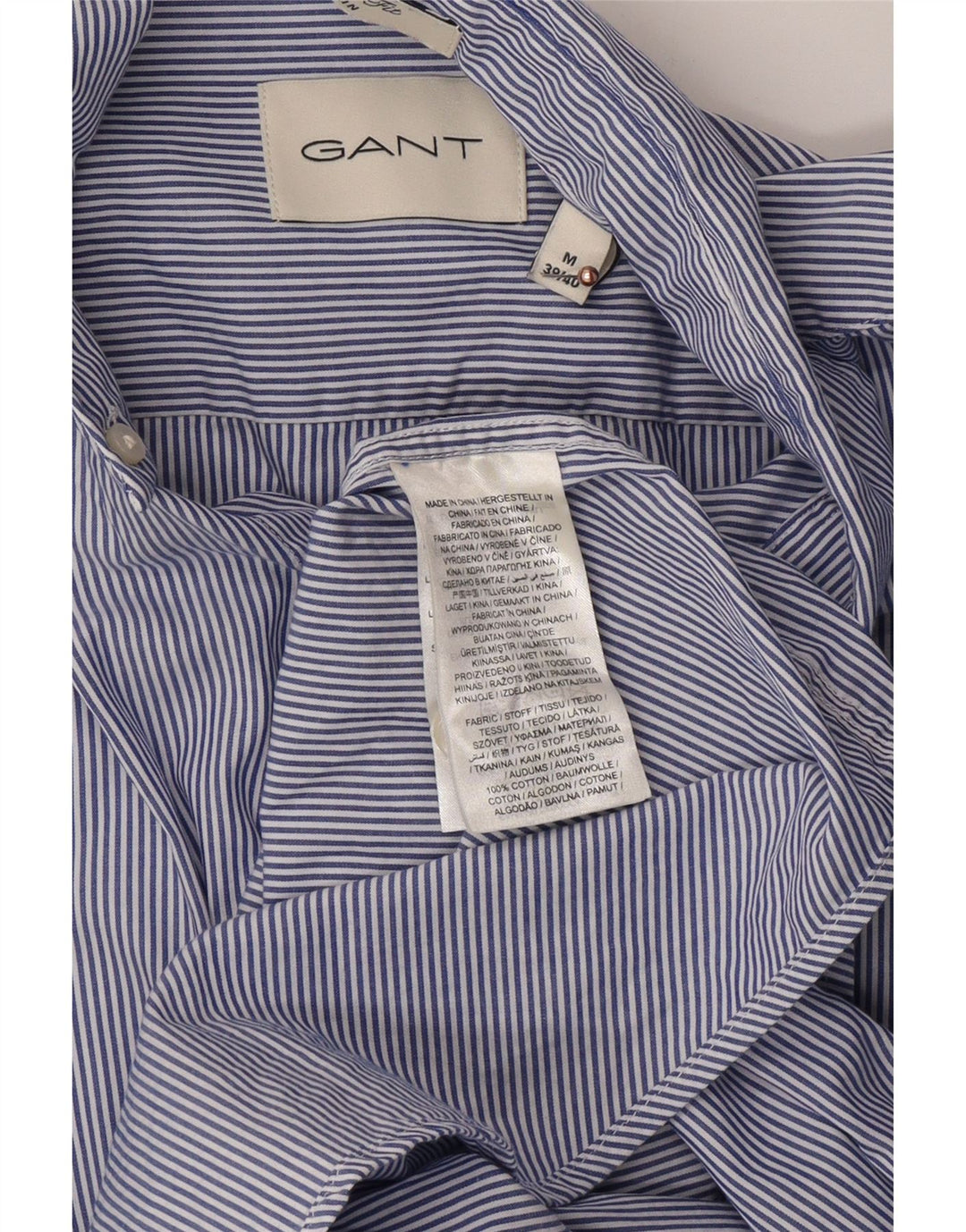 GANT Mens Shirt Size 39/40 Medium Blue Pinstripe Cotton