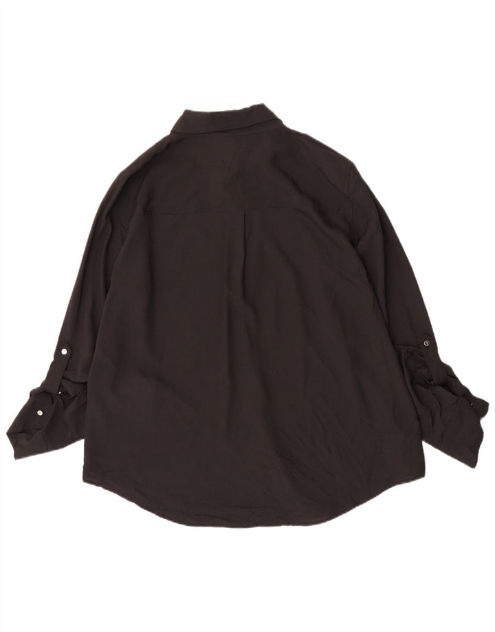 Dkny Womens Shirt Blouse UK 16 Large Black Polyester