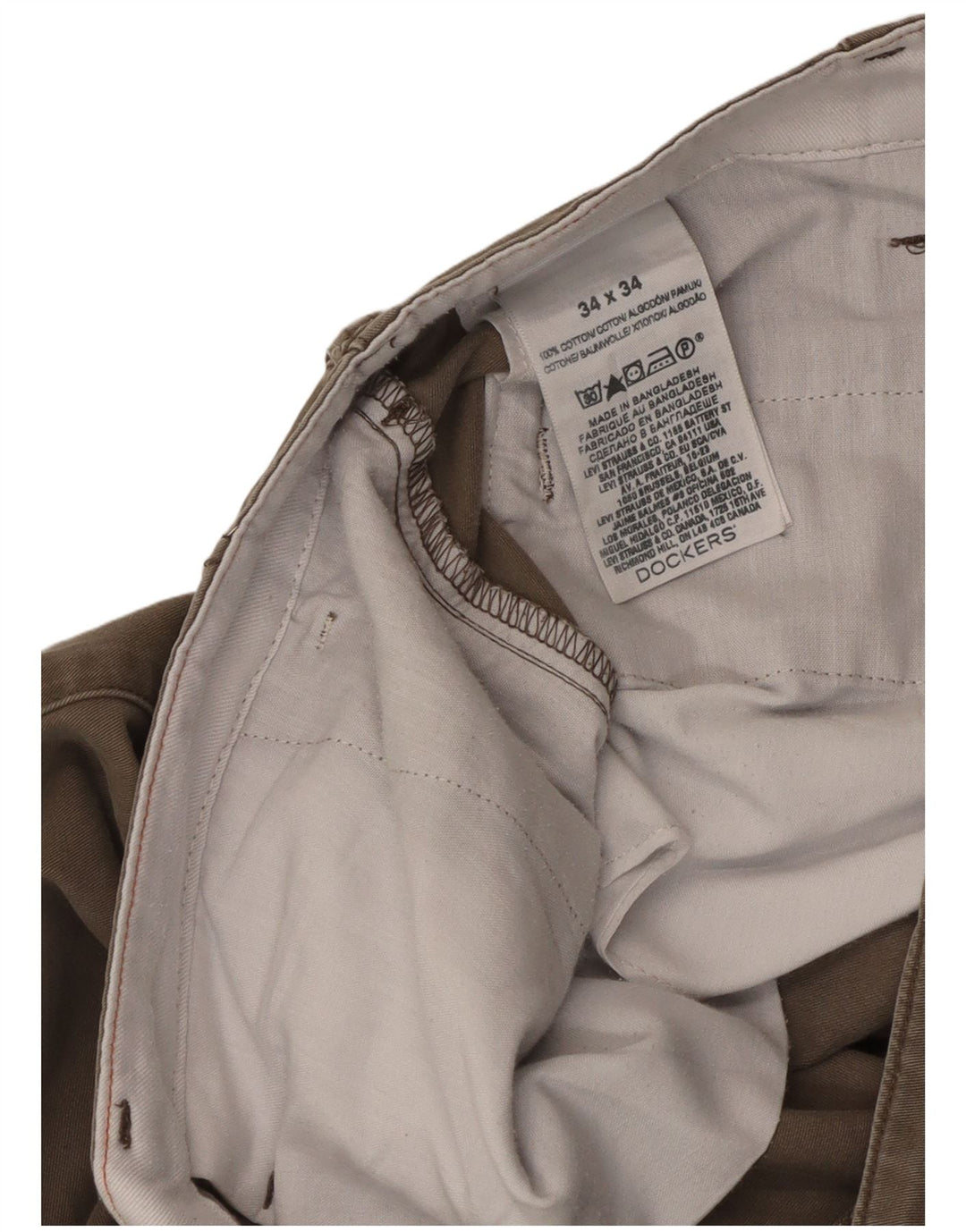 Dockers Mens Straight Chino Trousers W34 L34  Grey Cotton