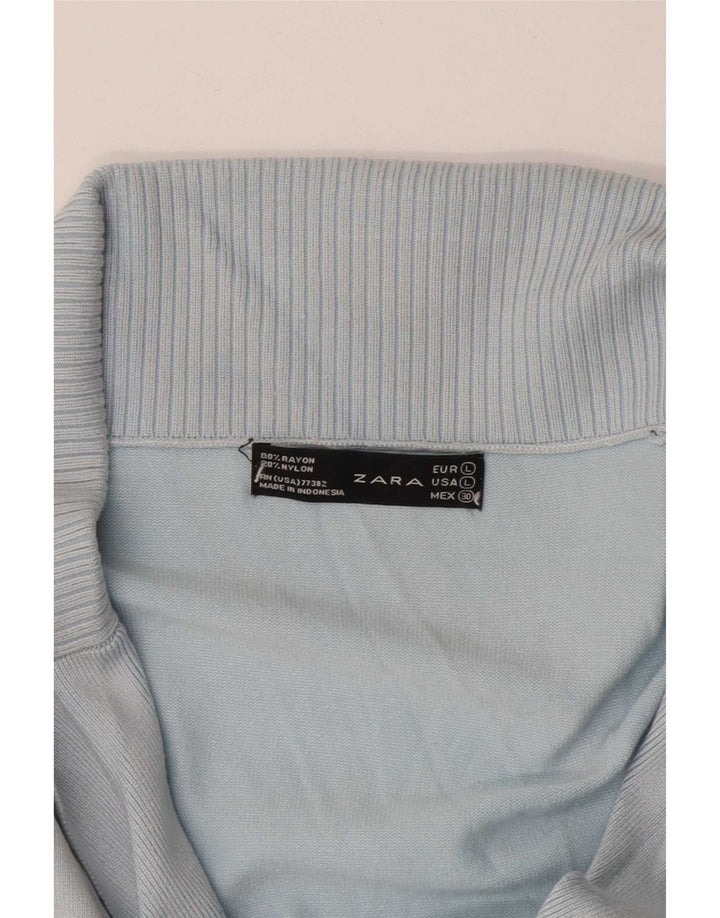 Zara Womens Cardigan Sweater UK 16 Large Blue Rayon