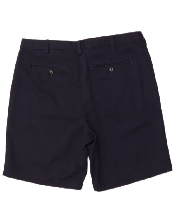 LANDS END Mens Chino Shorts W36 Large Navy Blue Cotton