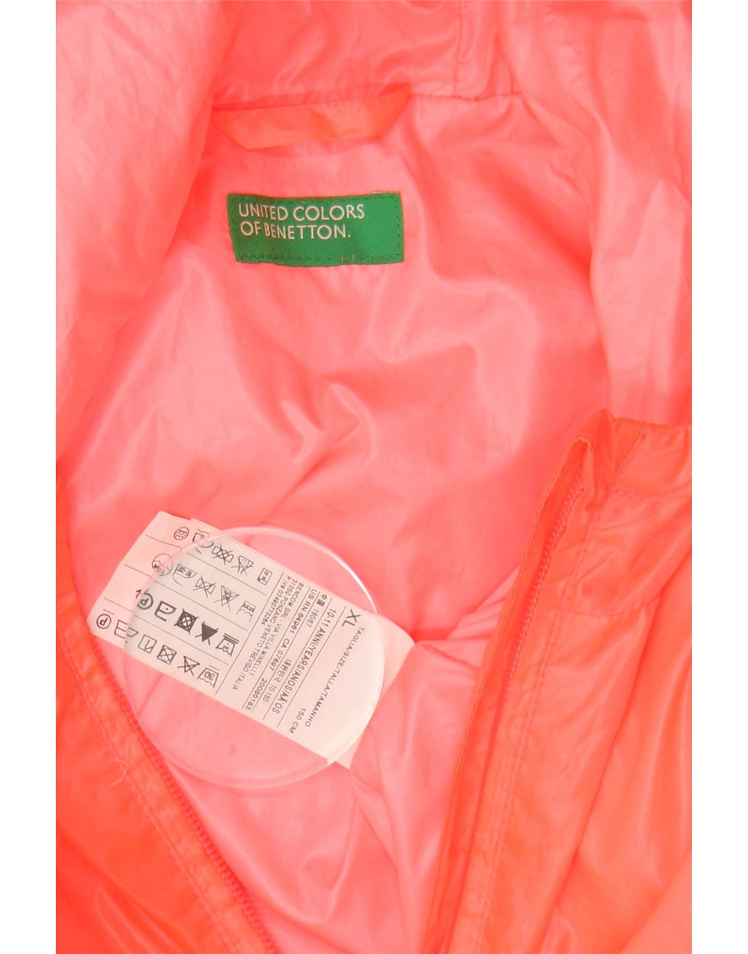 BENETTON Girls Hooded Rain Jacket 10-11 Years XL Orange Polyester Vintage Benetton and Second-Hand Benetton from Messina Hembry 