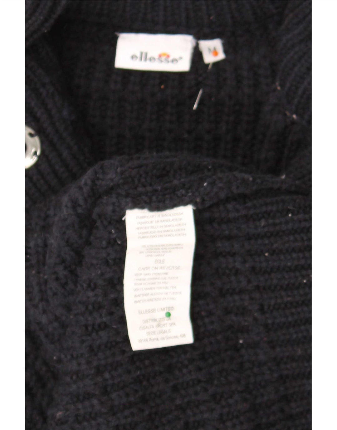 Ellesse Womens Cardigan Sweater UK 12 Medium Navy Blue Acrylic