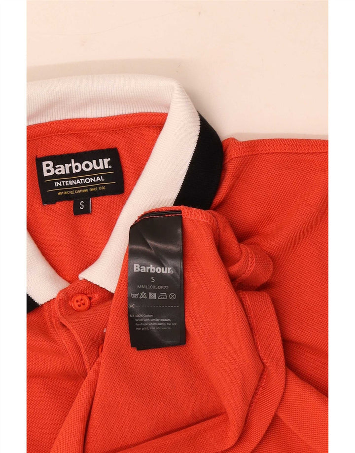 Barbour Mens Polo Shirt Small Red Colourblock Cotton