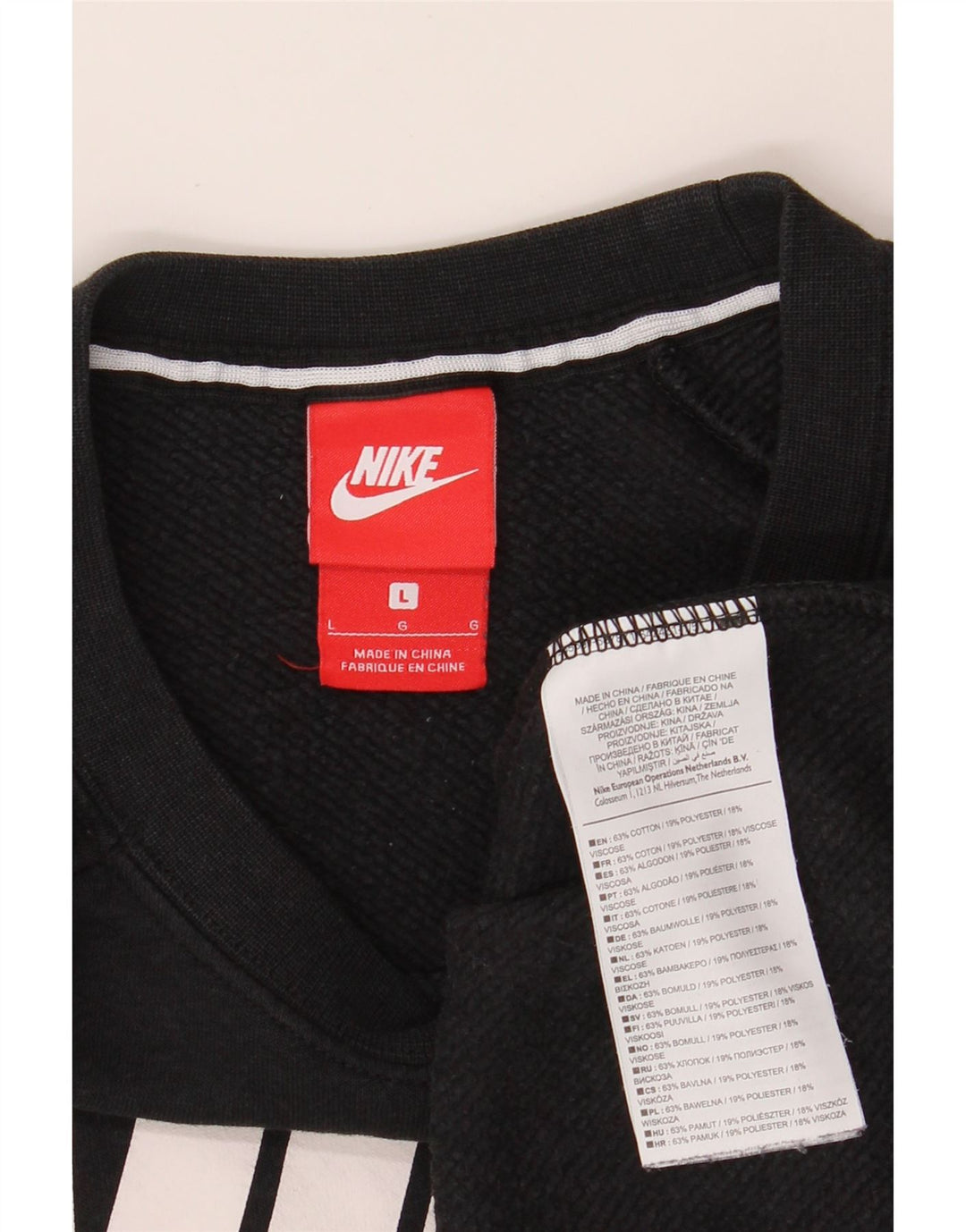 NIKE Womens Graphic Sweatshirt Jumper UK 16 Large Black Cotton Vintage Nike and Second-Hand Nike from Messina Hembry 