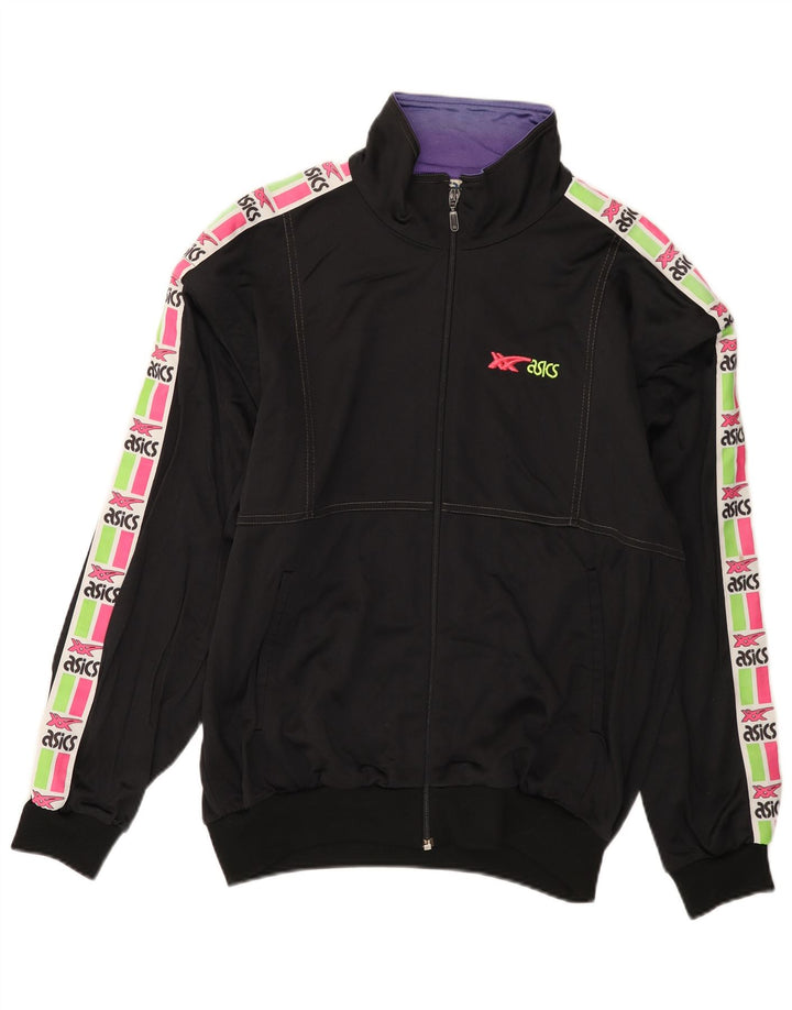 Asics Mens Graphic Tracksuit Top Jacket IT 50 Medium Black Colourblock