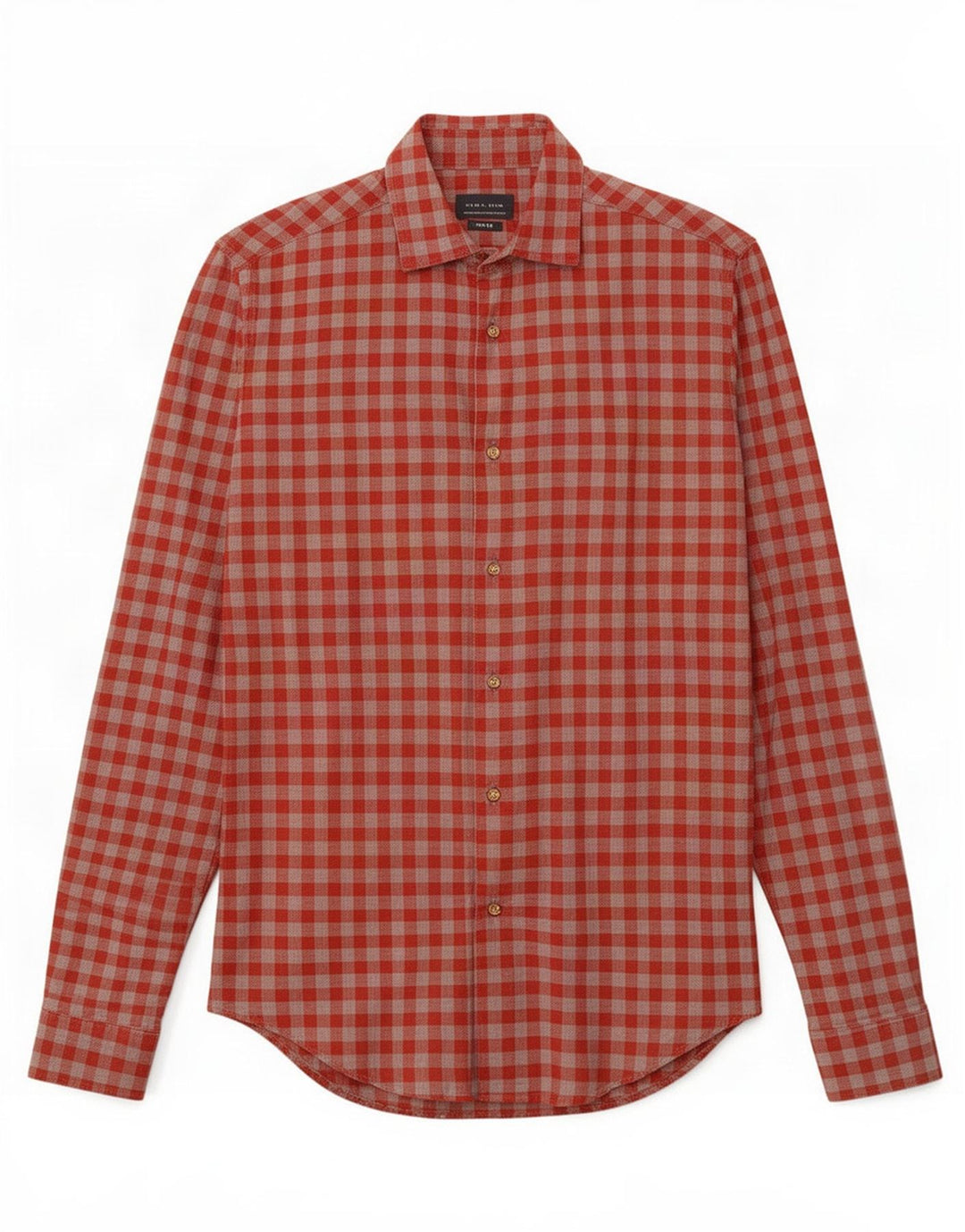 Zara Mens Slim Fit Shirt Small Red Gingham Cotton