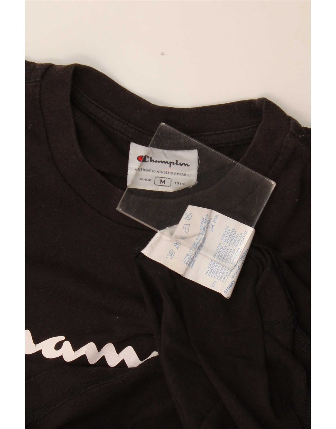 Champion Mens Graphic T-Shirt Top Medium Black Cotton
