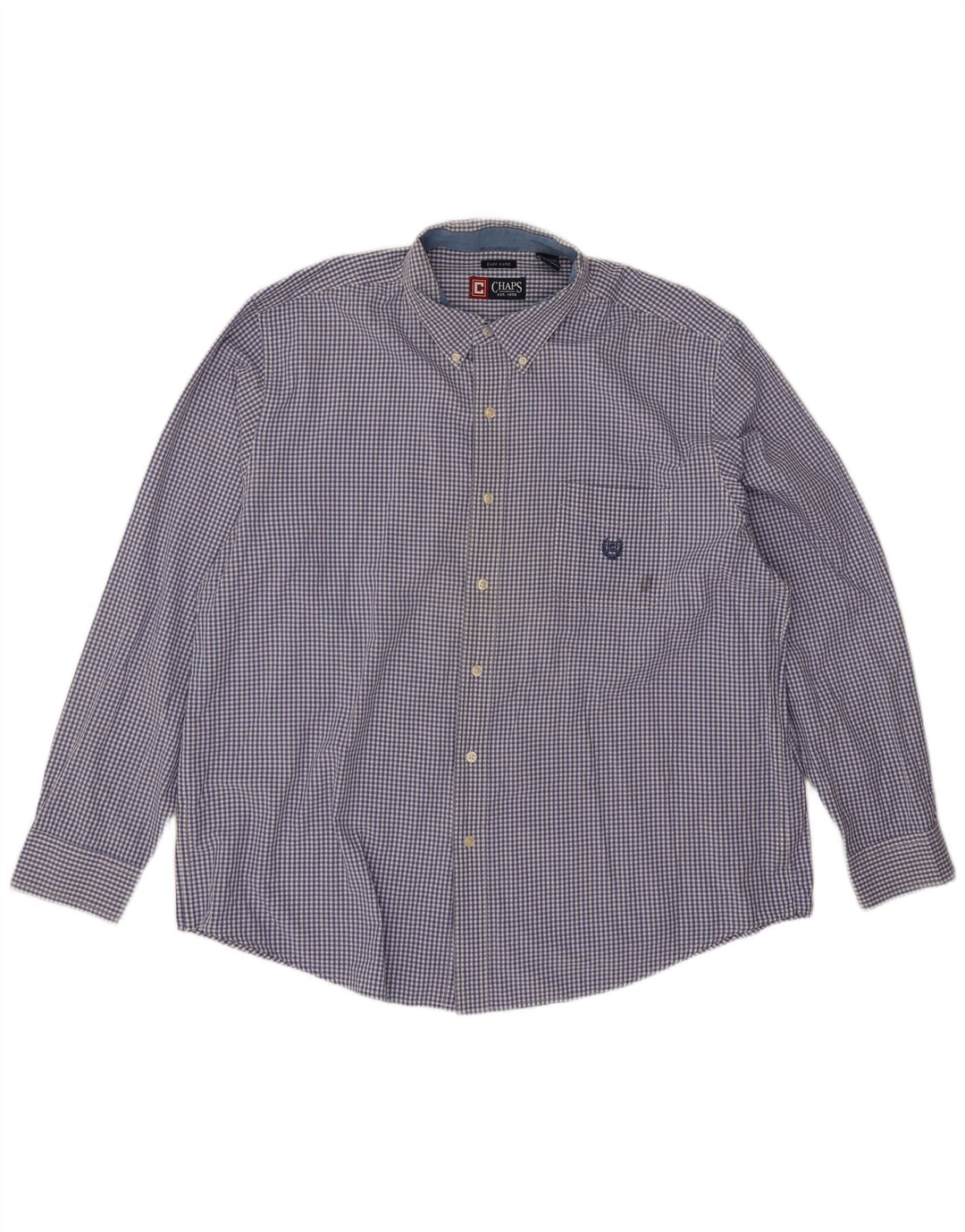 Chaps Mens Shirt 2XL Blue Check Cotton