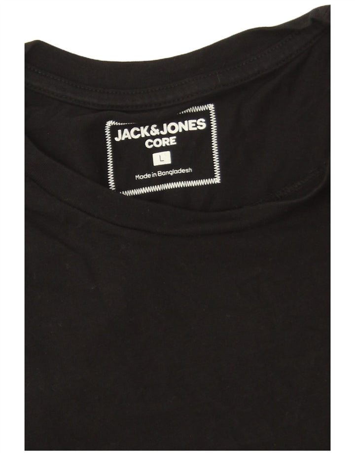 Jack & Jones Mens T-Shirt Top Large Black Cotton