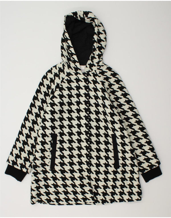ZARA Womens Oversized Windbreaker Coat UK 10 Small White Houndstooth
