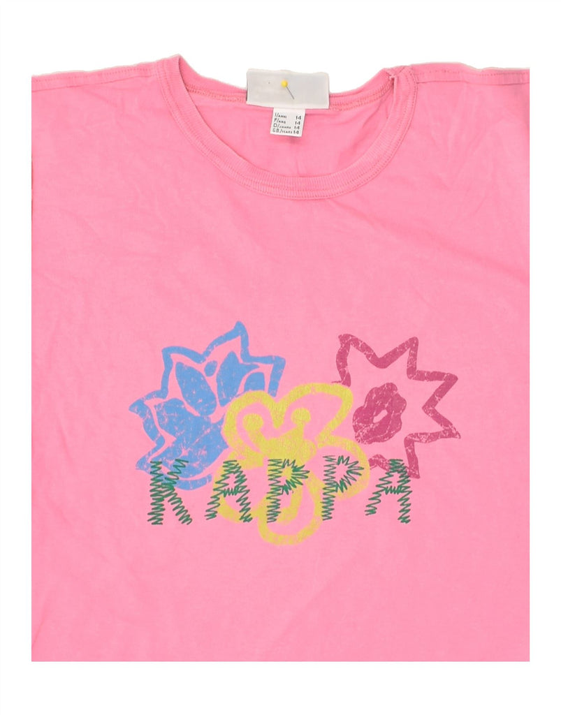 KAPPA Girls Graphic T-Shirt Top 13-14 Years Pink Floral Cotton | Vintage Kappa | Thrift | Second-Hand Kappa | Used Clothing | Messina Hembry 