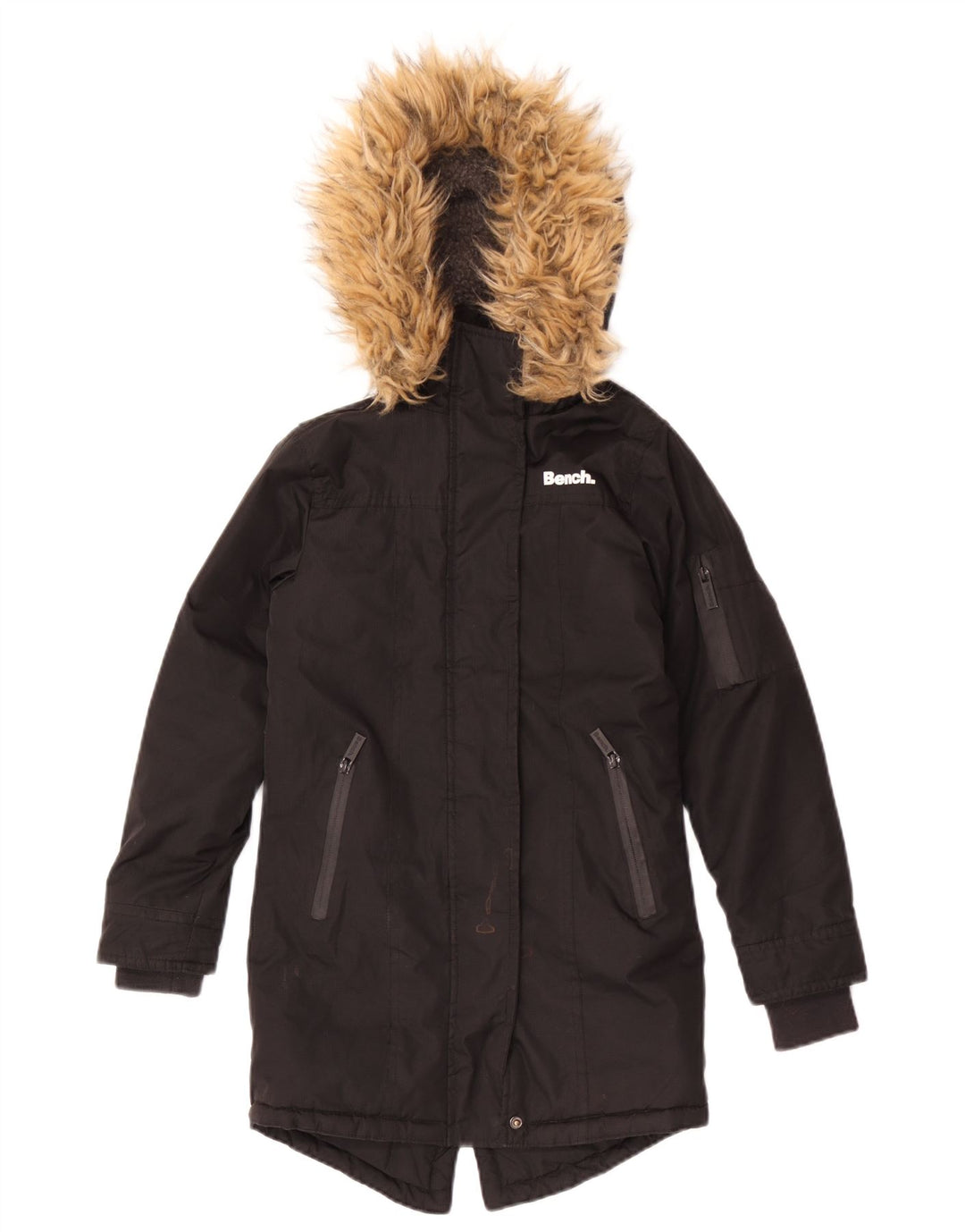 Bench Girls Hooded Parka Jacket 7-8 Years Black Polyester