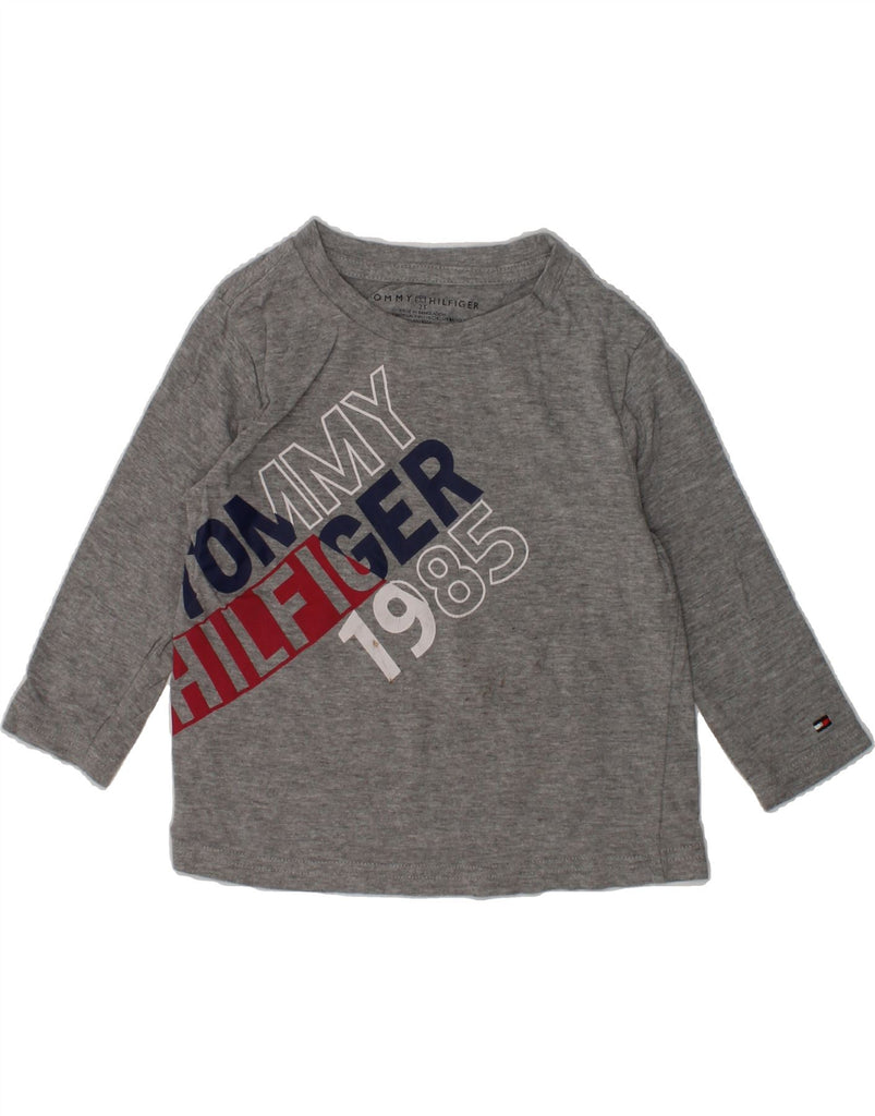 TOMMY HILFIGER Baby Boys Graphic Top Long Sleeve 18-24 Months Grey Cotton | Vintage Tommy Hilfiger | Thrift | Second-Hand Tommy Hilfiger | Used Clothing | Messina Hembry 