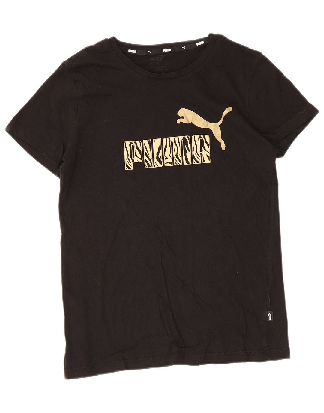 Puma Womens Graphic T-Shirt Top UK 10 Small Black