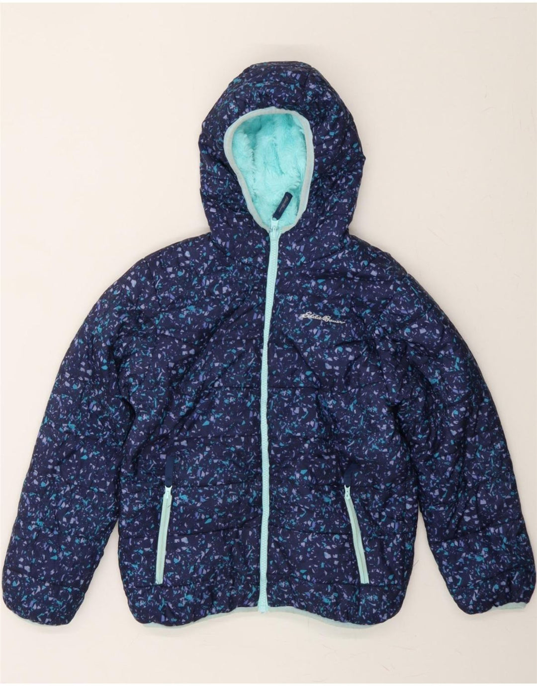 EDDIE BAUER Girls Hooded Padded Jacket 10-11 Years Medium Navy Blue Vintage Eddie Bauer and Second-Hand Eddie Bauer from Messina Hembry 