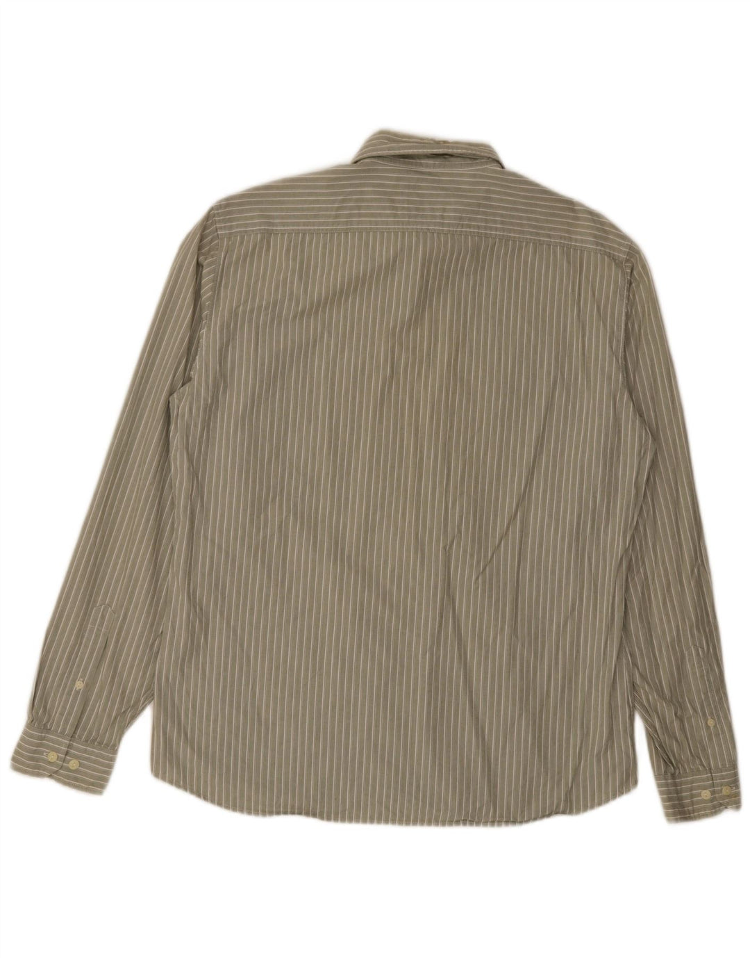 Marks & Spencer Mens Shirt Large Khaki Striped Cotton