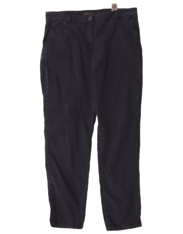 Marks & Spencer Womens Regular Chino Trousers UK 14 Large W34 L28 Navy Blue