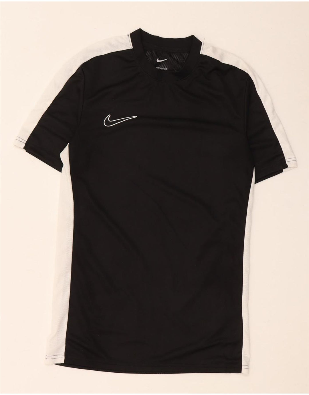 Nike Mens Dri Fit Slim Fit T-Shirt Top Small Black Colourblock Polyester