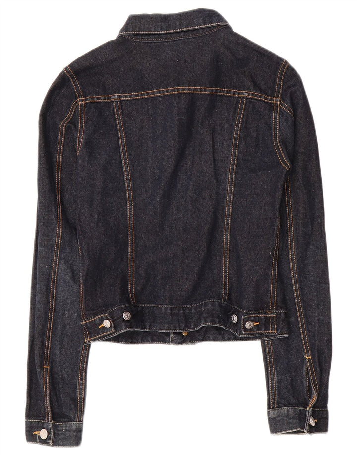 Diesel Womens Crop Denim Jacket UK 10 Small Navy Blue Flax