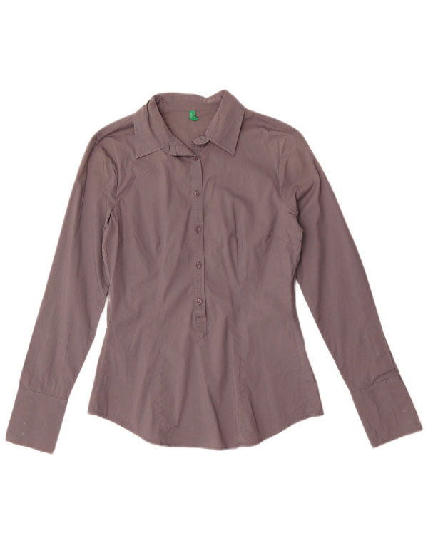 Benetton Womens Pullover Shirt UK 10 Small Grey Cotton