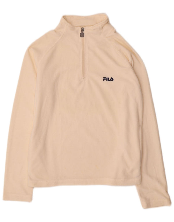 Fila Womens Zip Neck Fleece Jumper UK 10 Small Off White Polyester