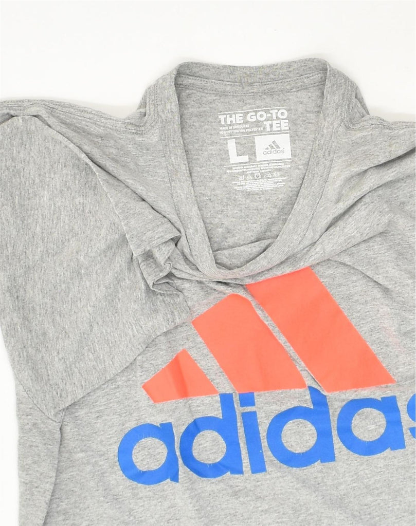 ADIDAS Mens Graphic T-Shirt Top Large Grey Cotton | Vintage Adidas | Thrift | Second-Hand Adidas | Used Clothing | Messina Hembry 