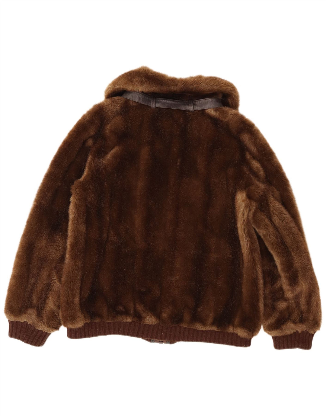 Vintage Womens Faux Fur Jacket UK 14 Medium Brown