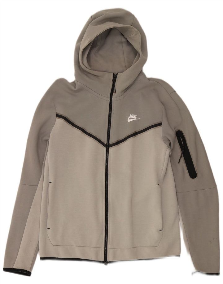 Nike Mens Zip Hoodie Sweater Medium Grey Colourblock Cotton