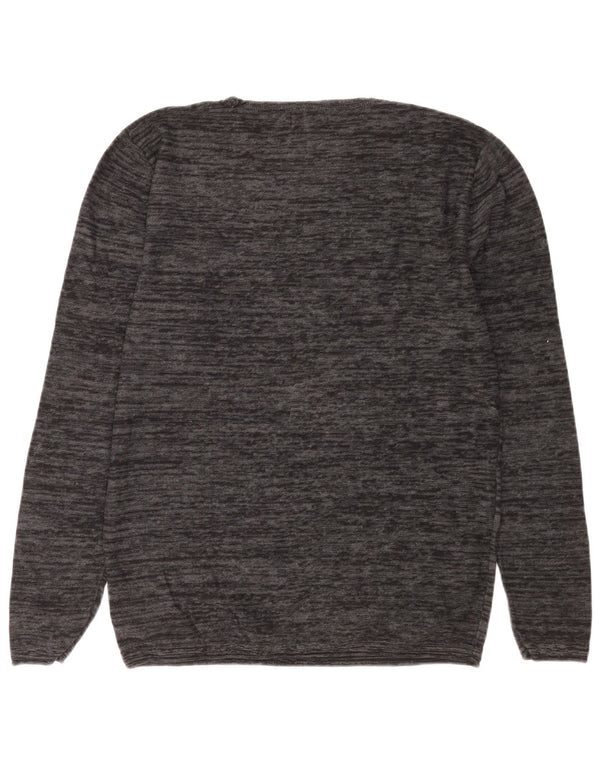 Jack & Jones Mens Crew Neck Jumper Sweater Large Grey Flecked Cotton