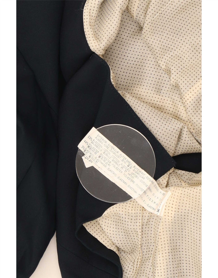 Zara Womens 1 Button Blazer Jacket UK 12 Medium Navy Blue Cotton