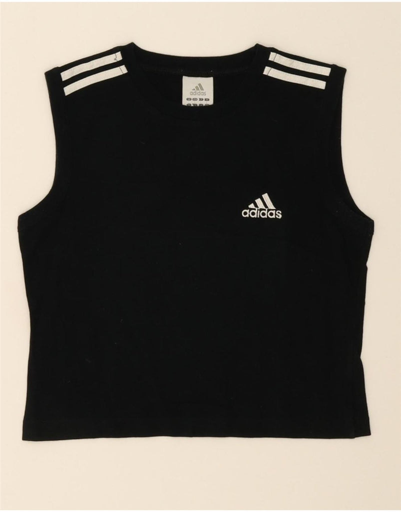 ADIDAS Womens Crop Vest Top UK 14 Large Black Cotton Vintage Adidas and Second-Hand Adidas from Messina Hembry 