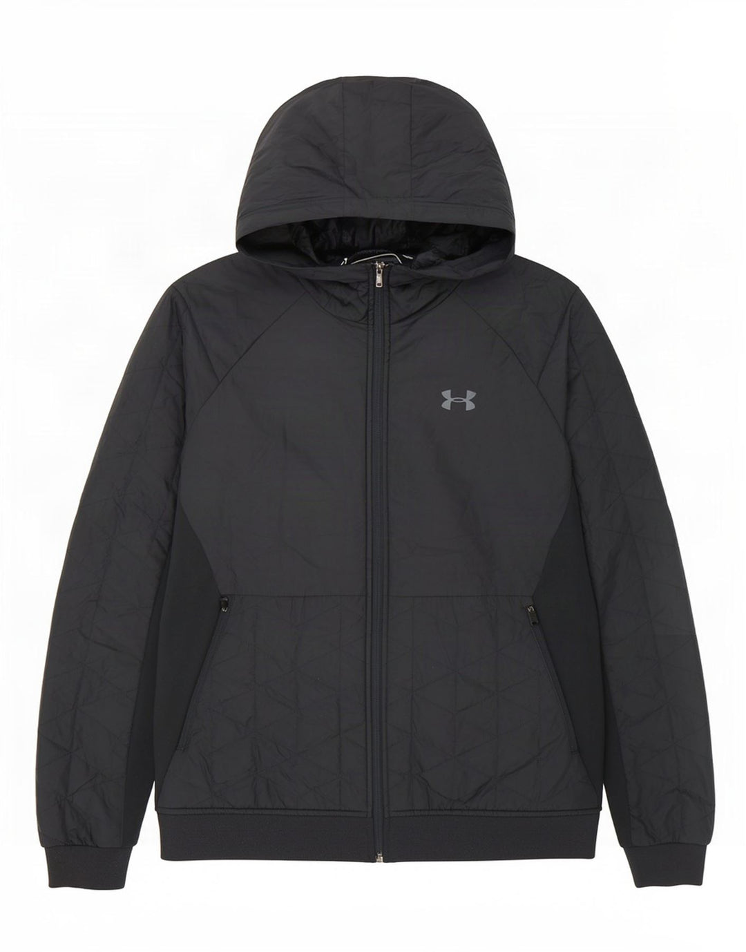 Under Armour Mens Hooded Quilted Jacket UK 40 Large Navy Blue Polyester
