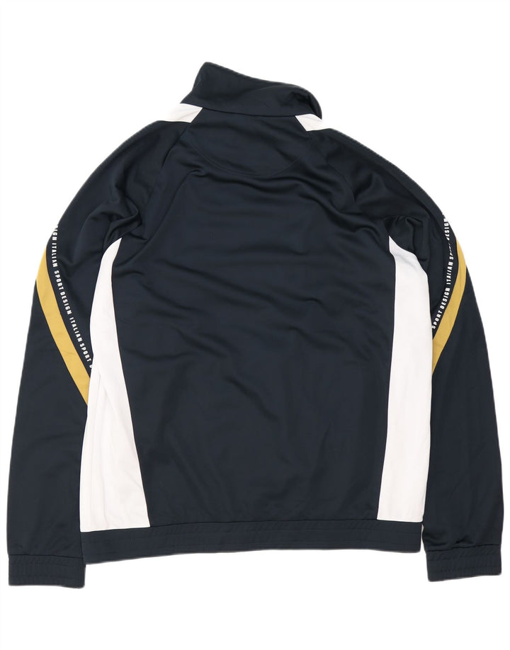 Lotto Mens Graphic Tracksuit Top Jacket 2XL Navy Blue Colourblock Polyester