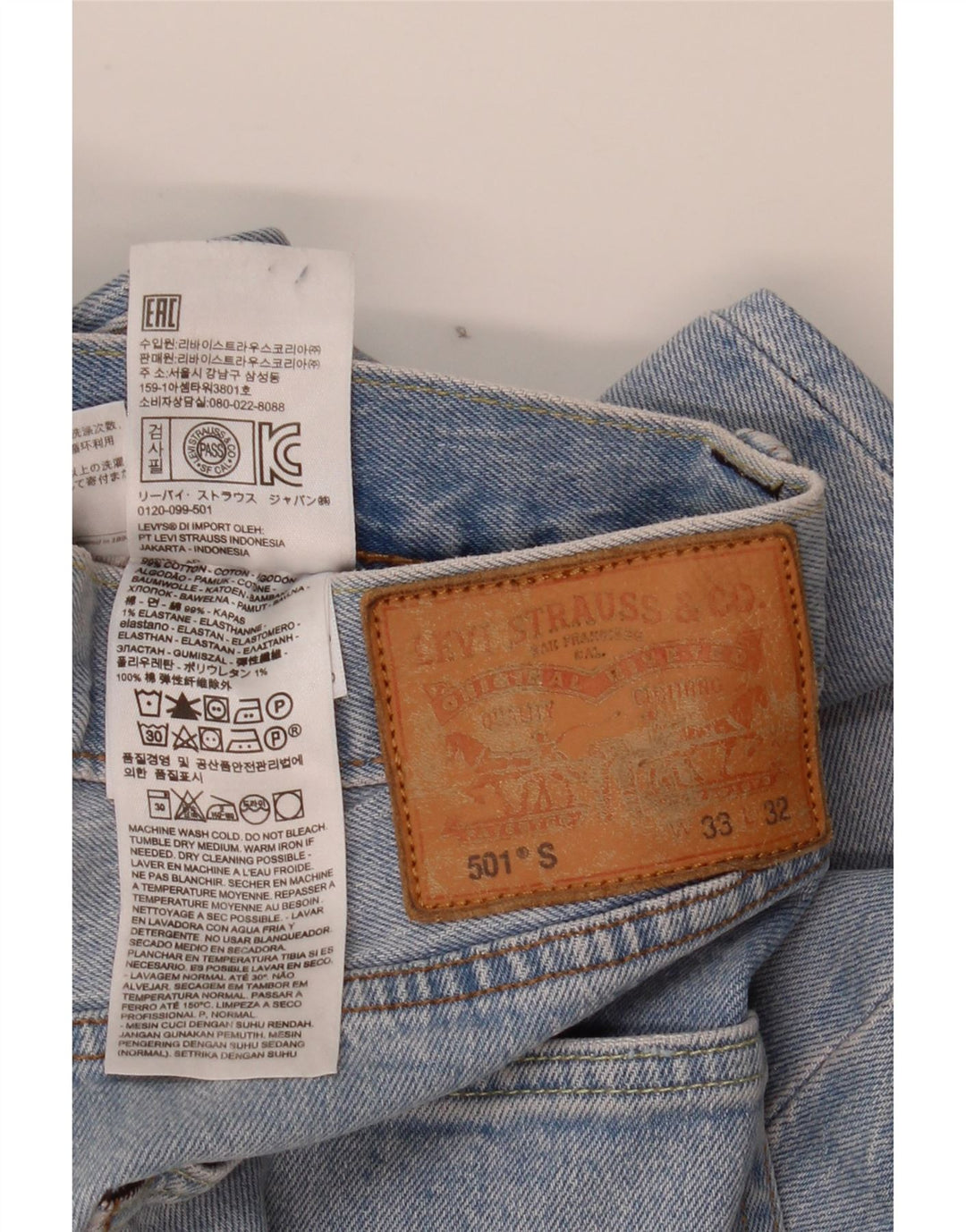 Levi's Mens 501 Straight Jeans W33 L32 Blue Cotton