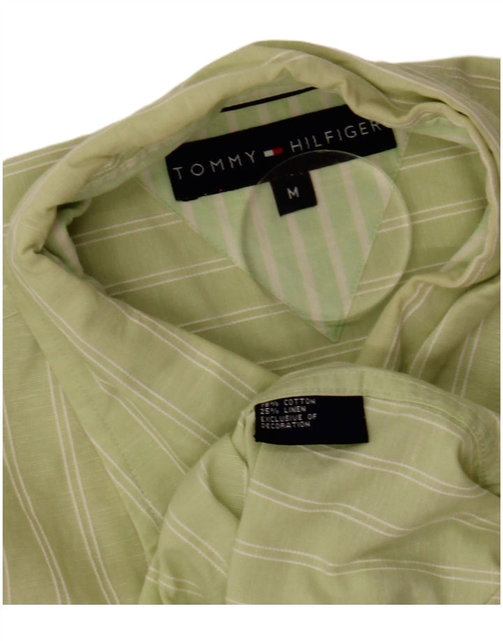Tommy Hilfiger Mens Shirt Medium Green Pinstripe Cotton