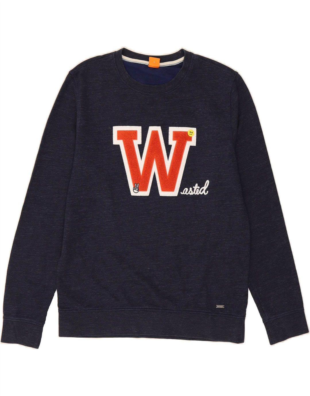 HUGO BOSS Boys Graphic Sweatshirt Jumper 15-16 Years Large Navy Blue Vintage Hugo Boss and Second-Hand Hugo Boss from Messina Hembry 