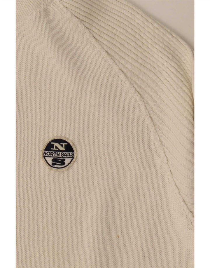 North Sails Mens Zip Neck Jumper Sweater Large Beige Cotton