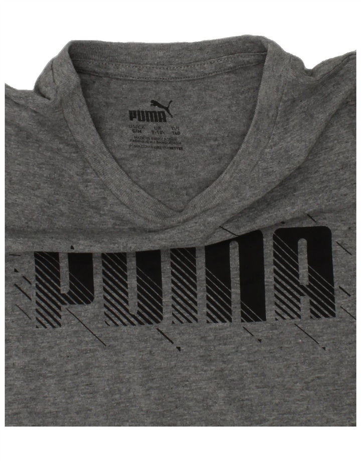 PUMA Boys Graphic T-Shirt Top 9-10 Years Grey Cotton Vintage Puma and Second-Hand Puma from Messina Hembry 