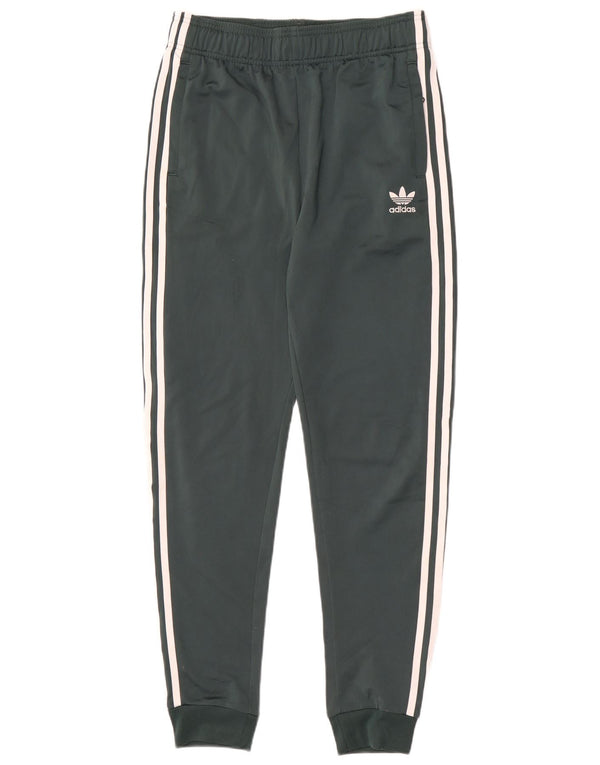 Adidas Boys Tracksuit Trousers Joggers 15-16 Years Green Polyester