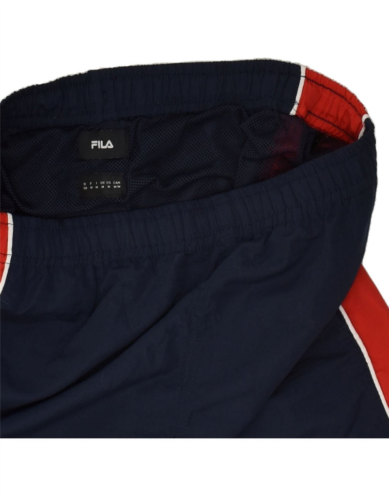 FILA Mens Graphic Sport Shorts Medium Navy Blue Colourblock Cotton Vintage Fila and Second-Hand Fila from Messina Hembry 