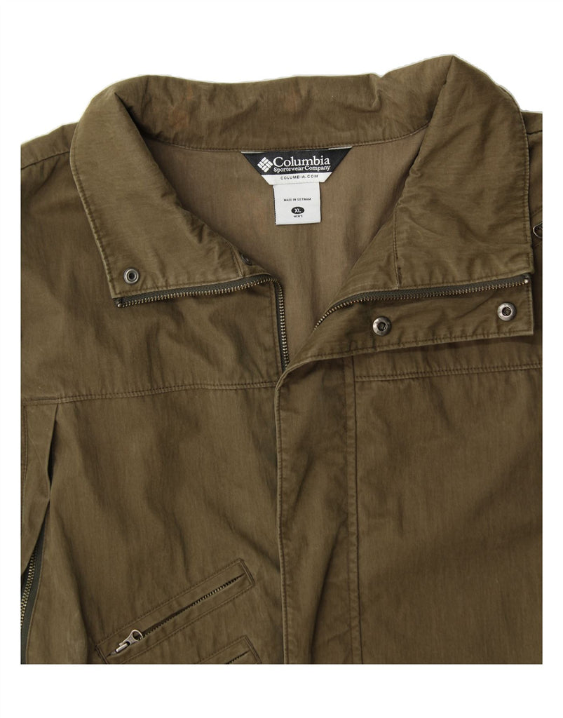 COLUMBIA Mens Windbreaker Jacket UK 42 XL Khaki Cotton Vintage Columbia and Second-Hand Columbia from Messina Hembry 