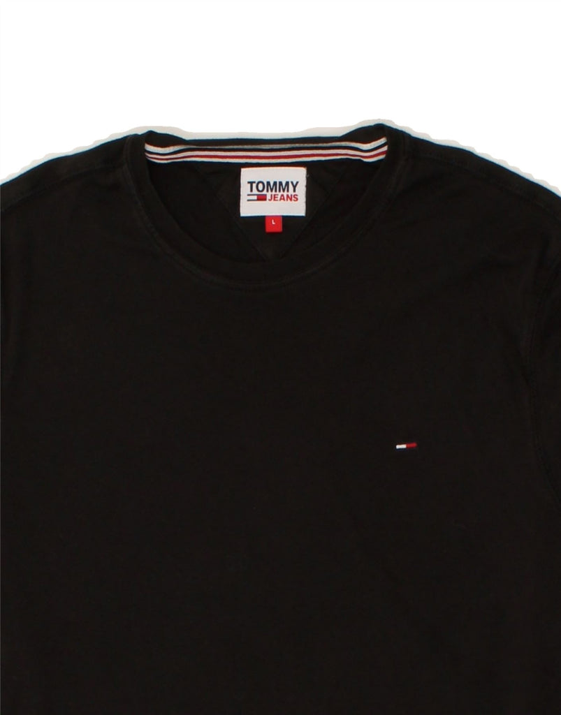 TOMMY HILFIGER Mens Top Long Sleeve Large Black | Vintage Tommy Hilfiger | Thrift | Second-Hand Tommy Hilfiger | Used Clothing | Messina Hembry 