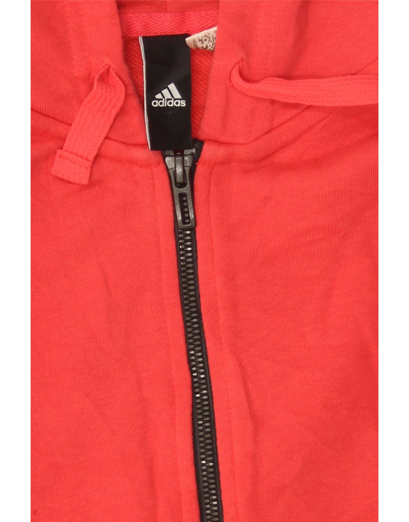 ADIDAS Womens Graphic Zip Hoodie Sweater UK 12 Medium Red Cotton Vintage Adidas and Second-Hand Adidas from Messina Hembry 